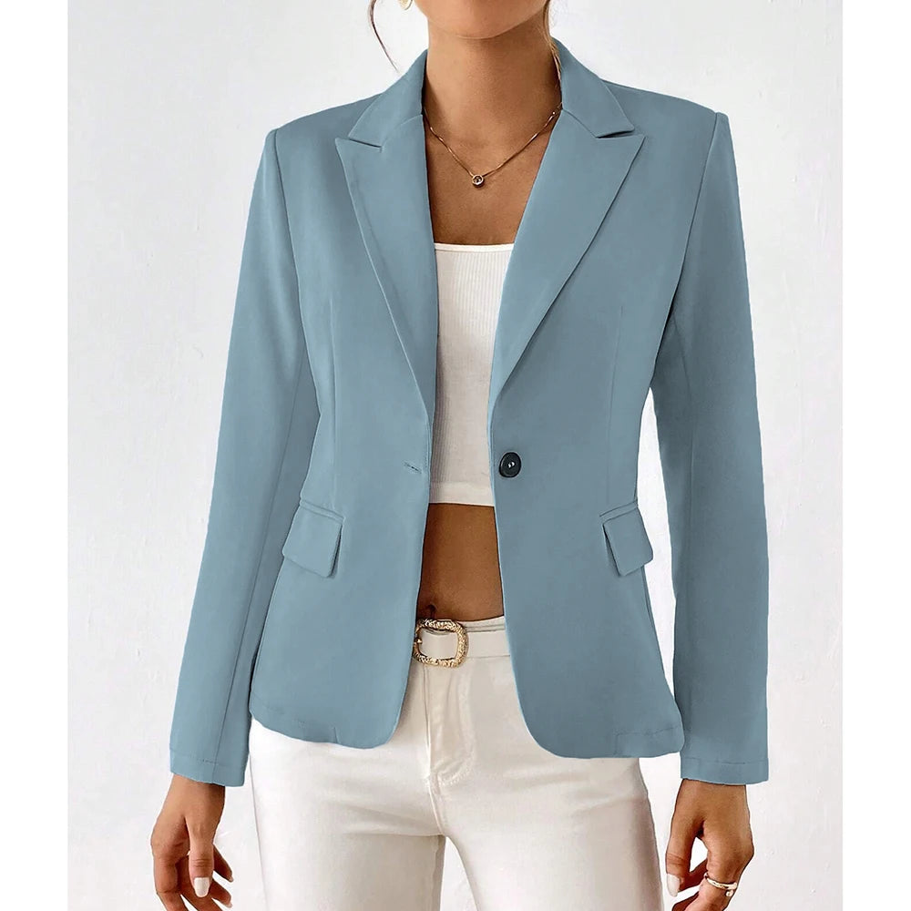 Damesblazers All Season Decent Plain Single Button Long Sleeve Revers Business Blazers