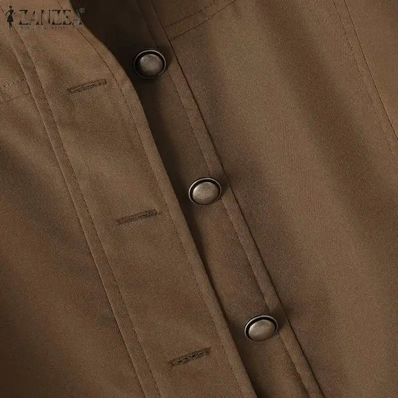 Fashion OL Jackets Woman Long Sleeve Stand Collar Outerwear Autumn Vintage Party Work Wear Female Elegant Button UP Coats