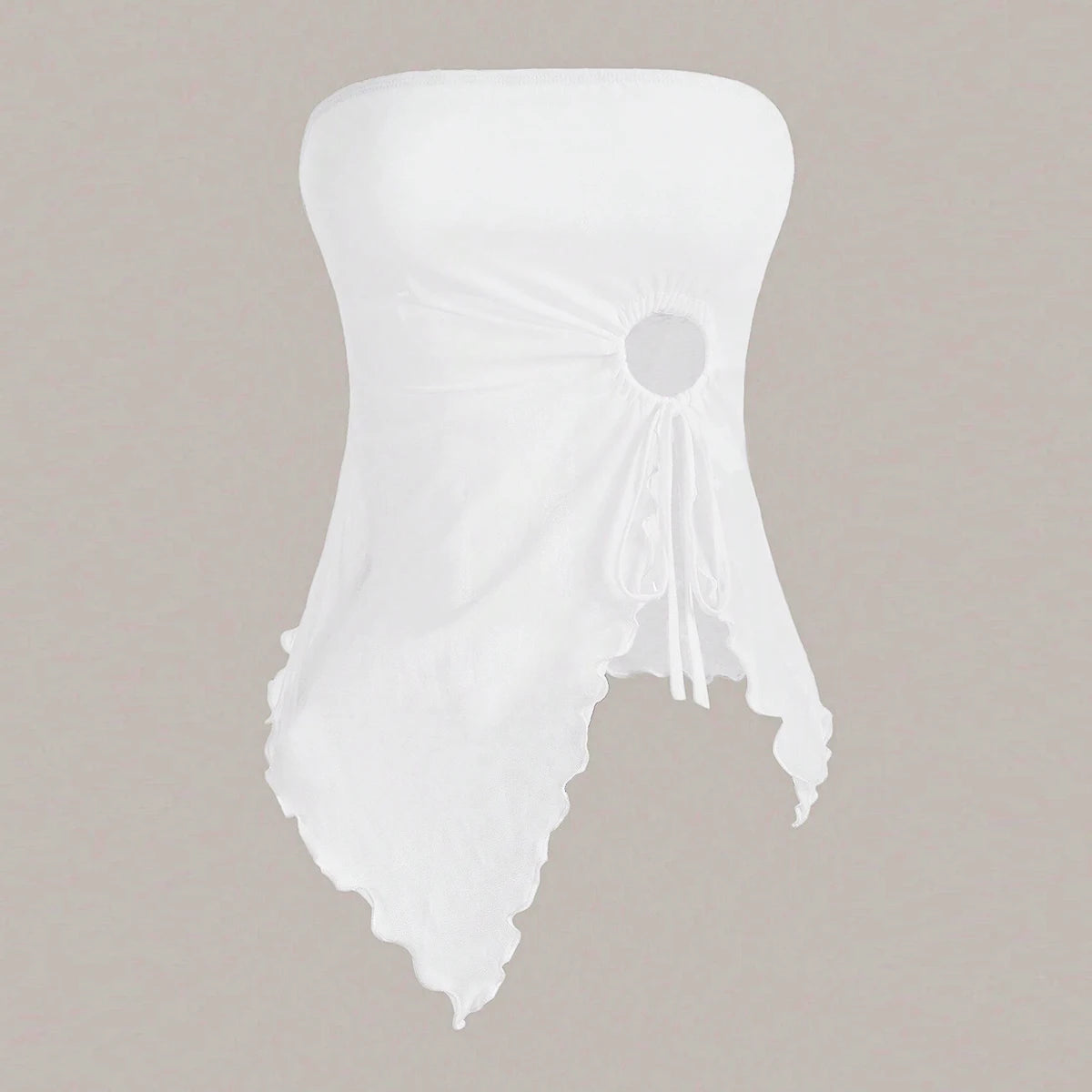 Women's Tanks Summer French Trendy Plain Cut Out Asymmetrical Hem Sleeveless Off Shoulder Tube Milkmaid Tanks