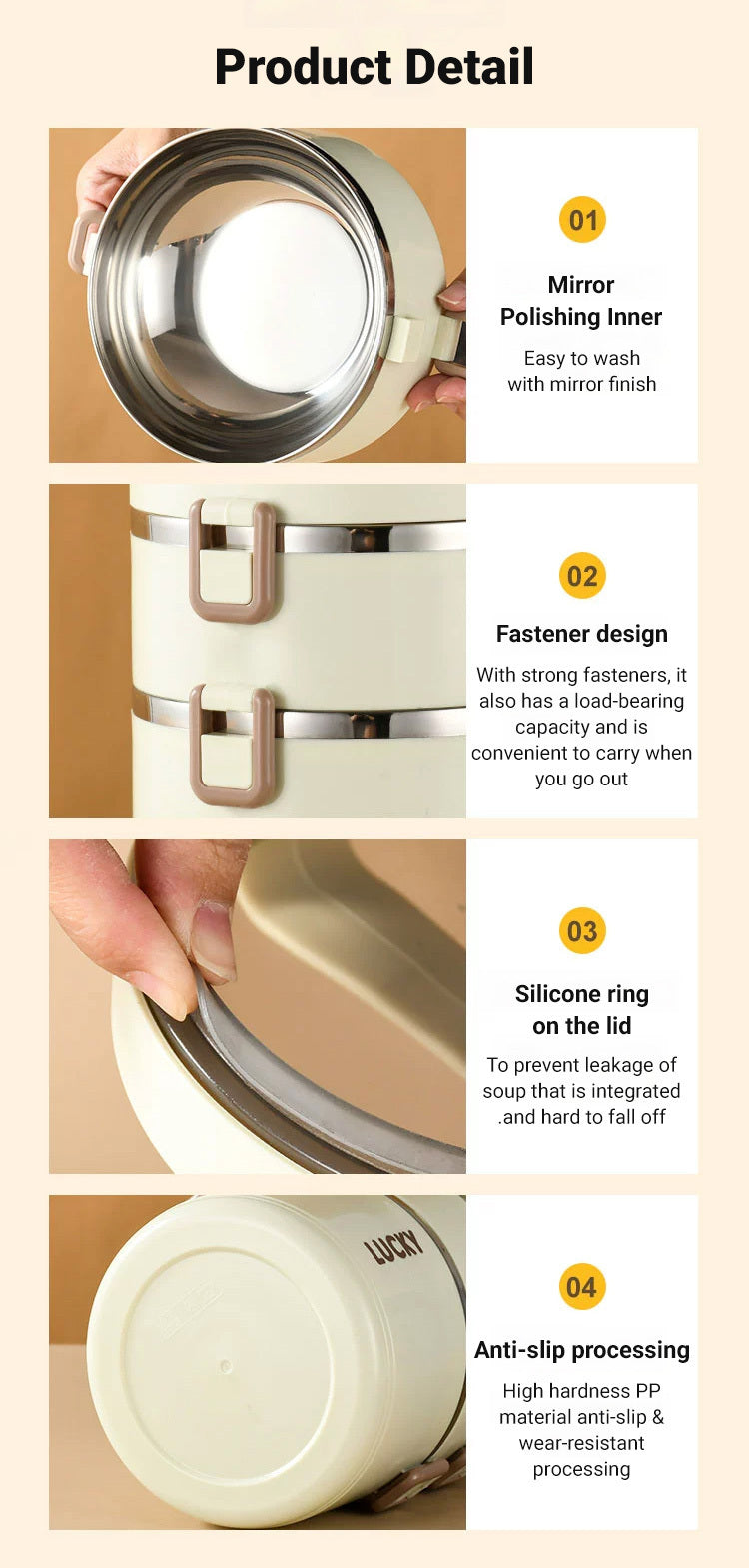 Stainless Steel Insulated Lunchbox Multi-Layer Bento Box Leakproof Lunchbox Insulated Lunch Container