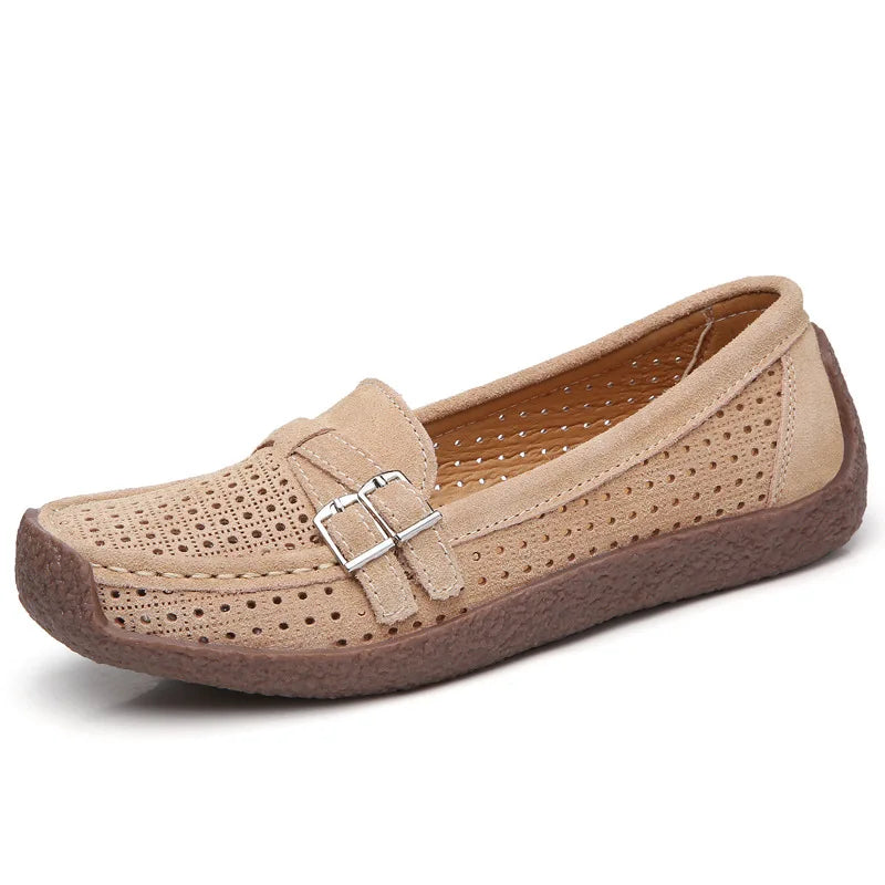 Women's Female Ladies Mother Shoes Sandals Platform Flats Slip On Hollow Summer Cool Moccasins Vulcanized Shoes 41 42
