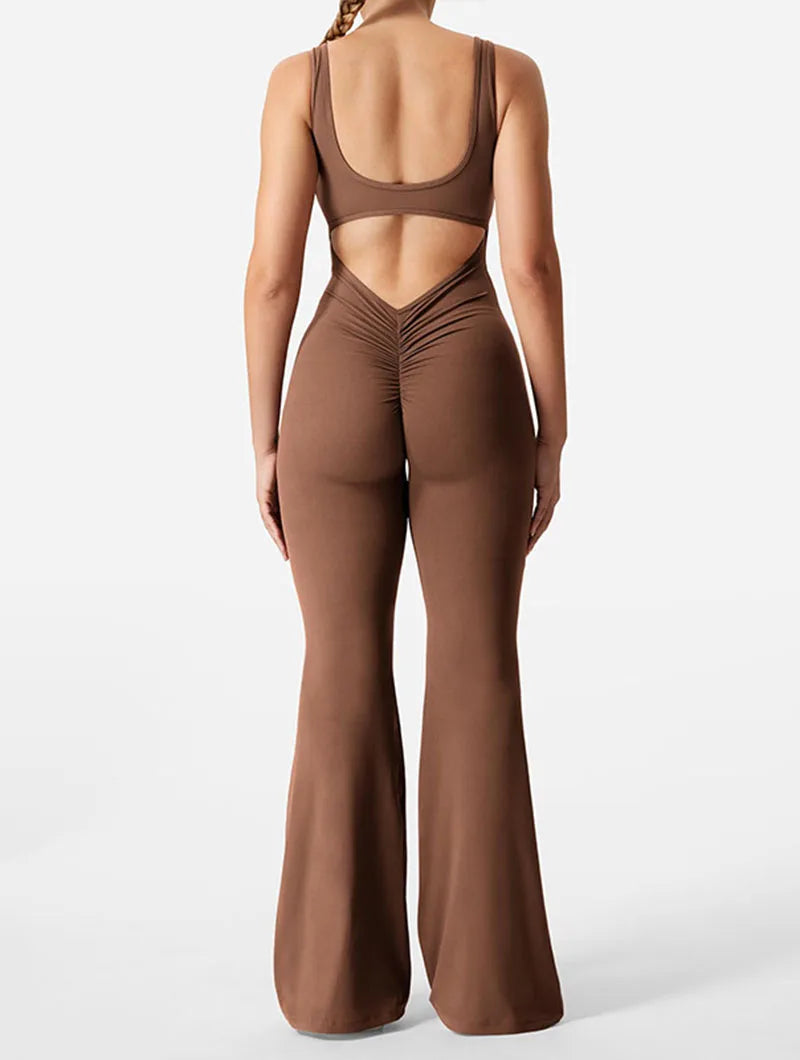 Sexy strakke jumpsuits voor dames, effen kleur, uitgehold, rugloos, mouwloos, yoga-rompertjes, vrouwelijke stretch, workout, liftende heupen, bodysuits