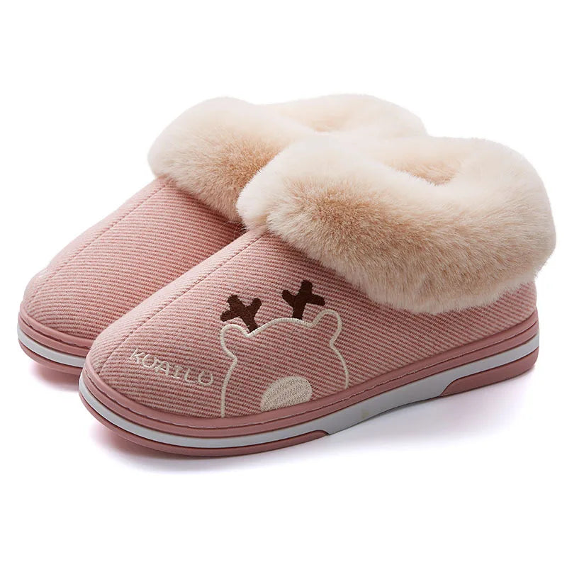 Unisex Warm Plush Winter Slippers Indoor Furry Fluffy Cotton Slides Suitable As Comfortable Home Bedroom Shoe For Men & Women
