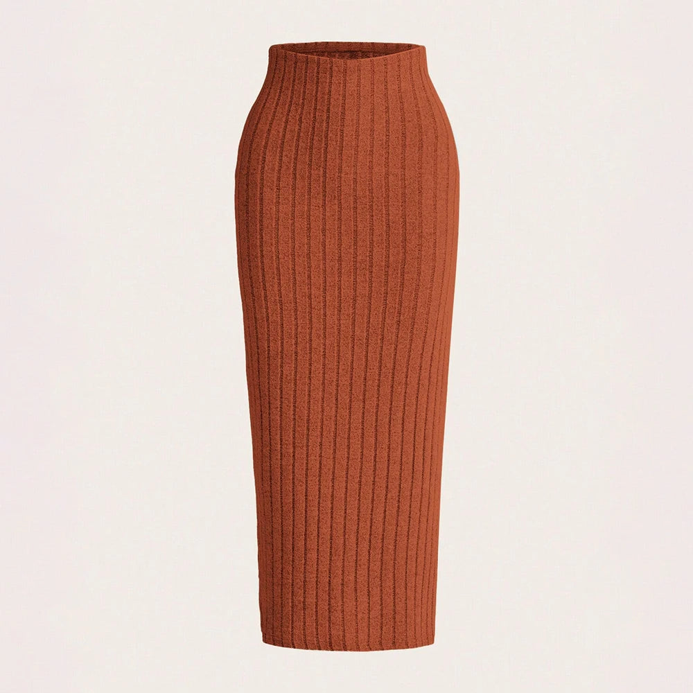 Women's Skirts Autumn Winter Decent Plain Natural Waist MIDI Wrap Casual Skirts