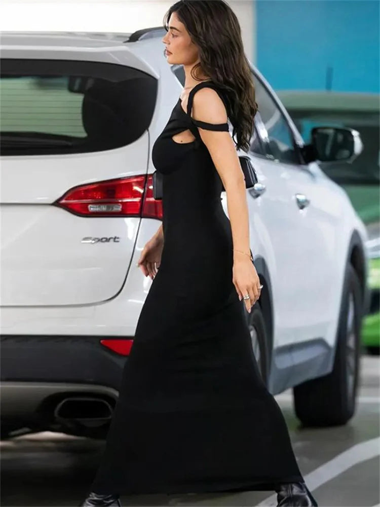 Smooth Bandage Dress Woman Summer Sexy Irregular Solid Sheath Chic Stretch Body-Shape Birthday Party Elegant Bodycon