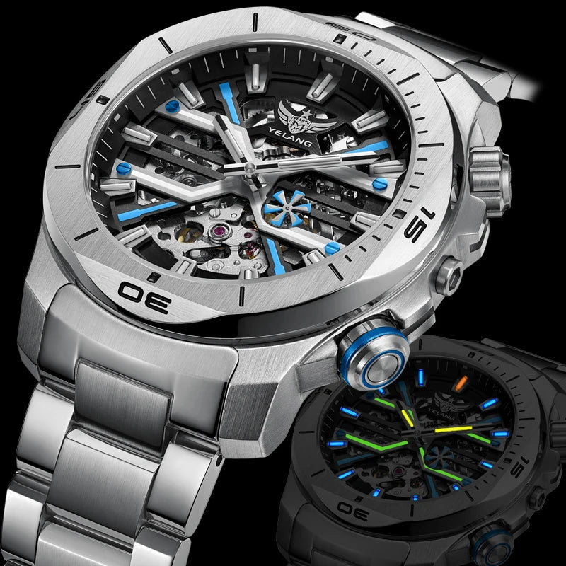 Yelang Men Dress Watch 44mm Vintage Dial Retro Business Luxury Sapphire Japan 8N40 Automatic Mechanical Waterproof 30Bar Reloj