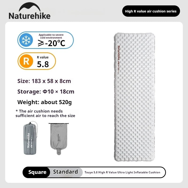 Naturehike R5.8 Inflatable Mattress Thermal Insulation Air Cushion for Hiking Outdoor Sleeping Bed Pad Ultralight Folding Mat