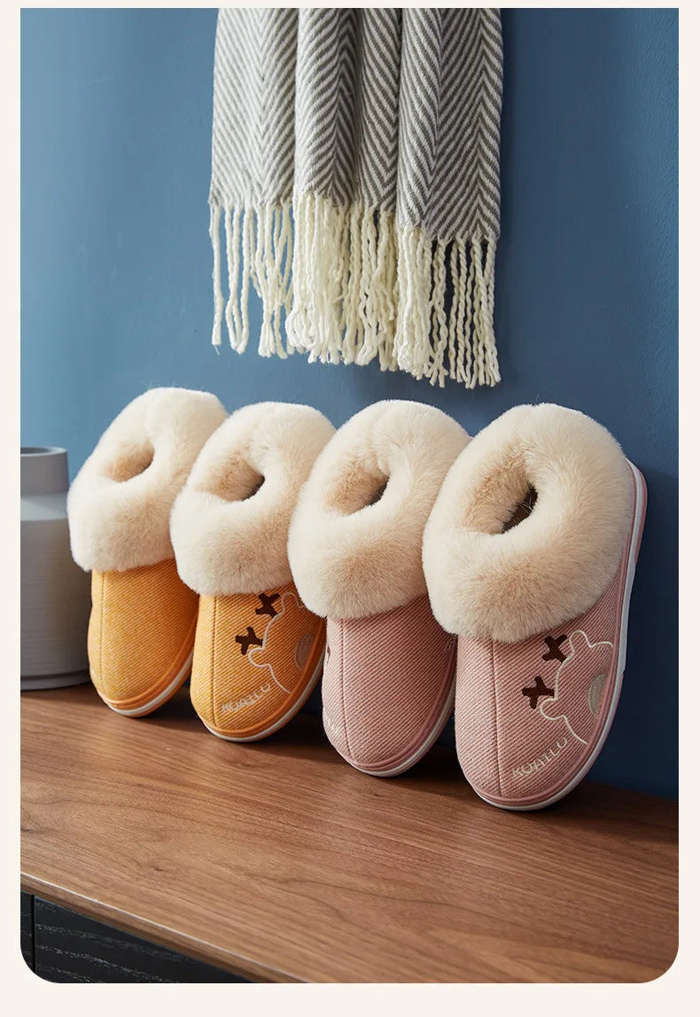 Unisex Warm Plush Winter Slippers Indoor Furry Fluffy Cotton Slides Suitable As Comfortable Home Bedroom Shoe For Men & Women