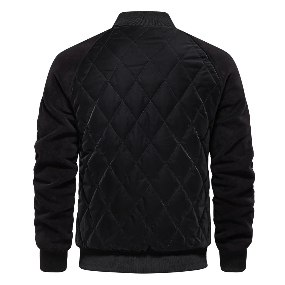Men's Patchwork Thick Fleece Lined Baseball Bomber Jacket Winter Warm Outwear Jackets Coats for Men