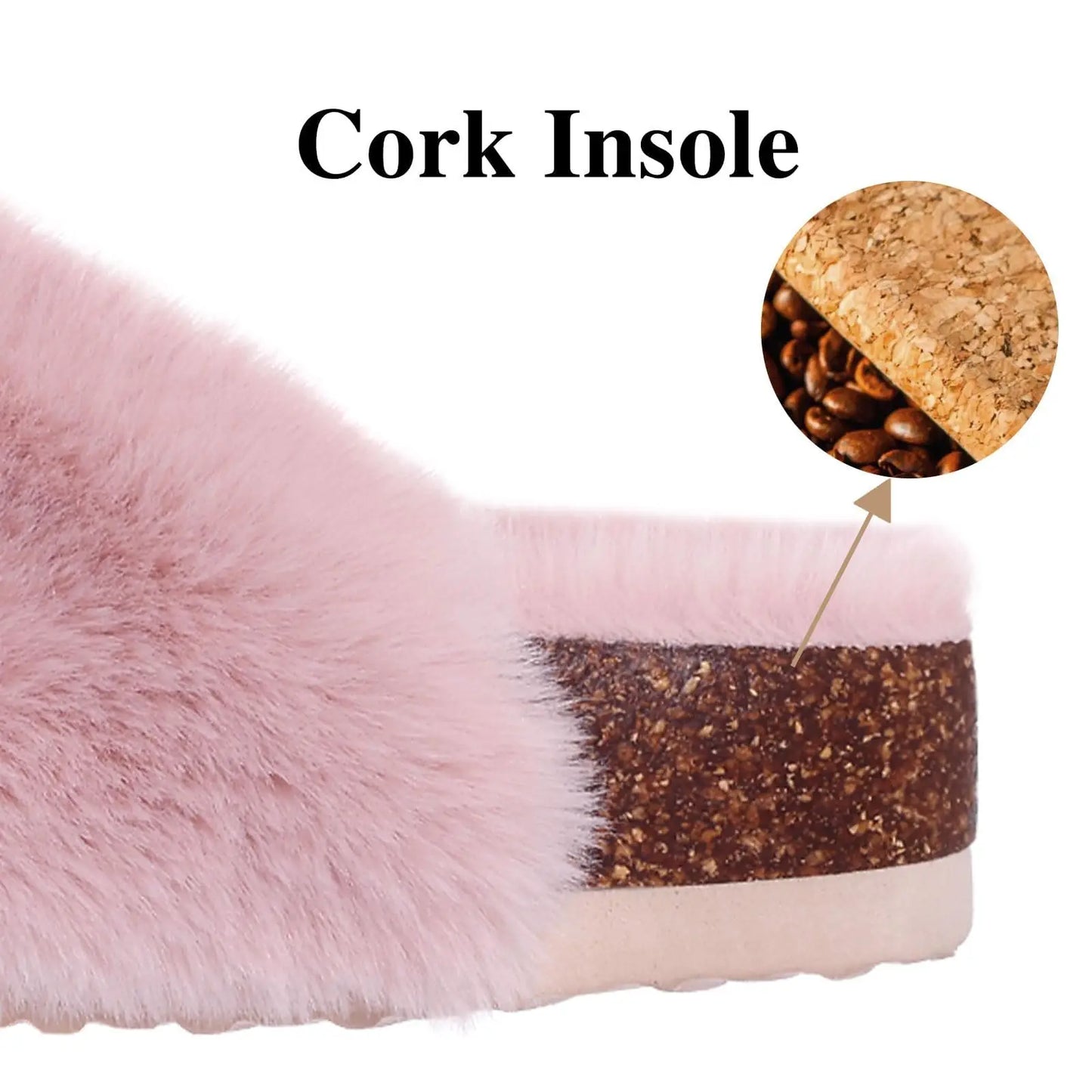 Women's Winter Warm Leisure Slippers Non-Slip Outdoor Slides Cork Insole Cosy Slip-On With Arch Support Suitable As Ladies' Sandals