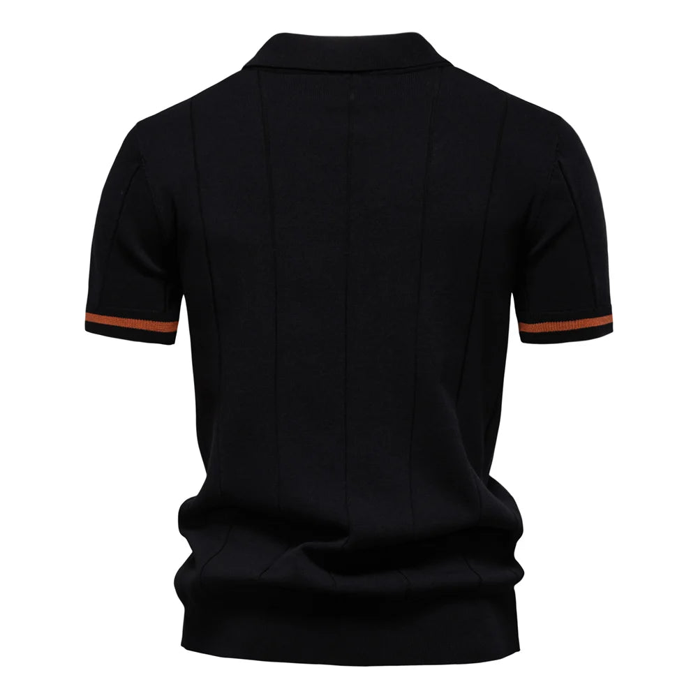 Men's Solid Colour Sport Zipper Polo Shirt Athletic Social Polo Shirts for Men Office Slim Fit Polo