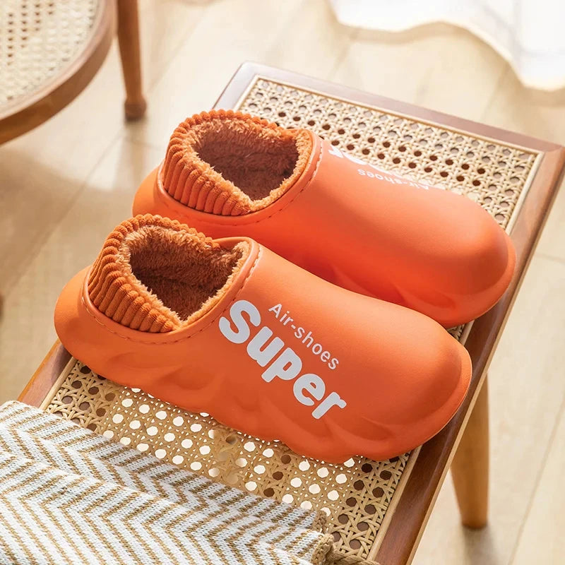 Unisex Winter Plush Sport Slippers Outdoor Waterproof Home Warm Fuzzy Slippers Suitable As Garden Shoes For Men & Women