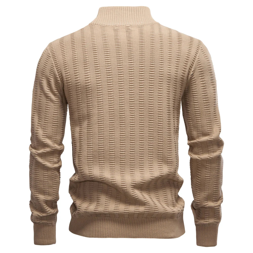 Men's Luxury Striped Pullover Style Cotton Knitwear Thickened Warm Crew Neck Winter Social Male Sweater
