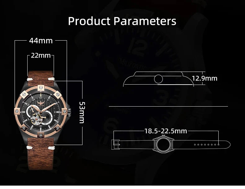 Yelang V1024 Men Brand Watches 44mm Japan Miyota 82S7 Automatic movement Luminous Men 100m Water-Resistant Watch Military Style