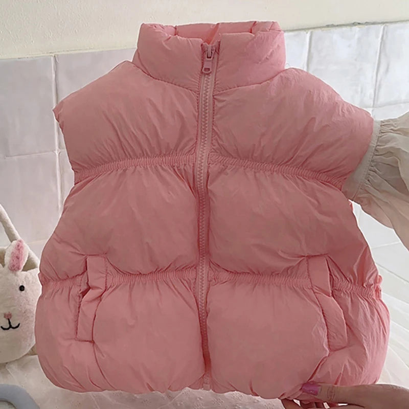 New Autumn & Winter Kids Vest Children's Thickened Turtleneck Waistcoat Korean Style Girls Boys Trendy Warm Outwear 2-6Y Unisex