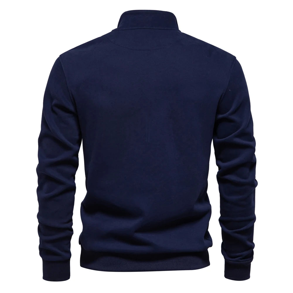 Men's Mock Neck Quarter-Zip Sweatshirts Causal Social Pocket Light-Weight Stand Collar Pullover Sweatshirt for Men