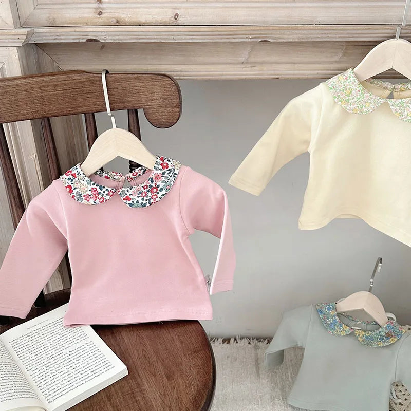 New Spring Baby Shirt Girls Cute Floral Blouse Toddler Outwear Clothes Infant Tops 0-2Y Girls