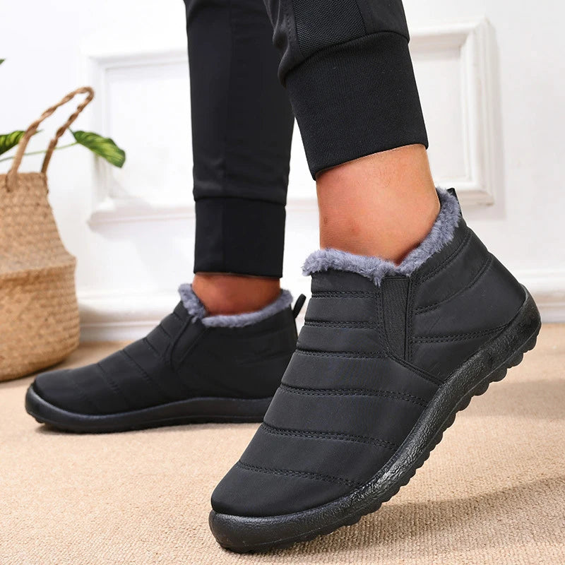 Men's Winter Waterproof Warm Fur Shoes Comfortable Sneakers Male Slip-On Shoes