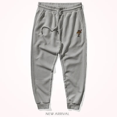 Autumn American Simple Waffle Embroidery Sweatpants Men's Fashion Pure Cotton Loose Elastic Waist Drawstring Sport Casual Pants
