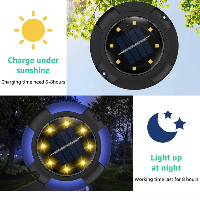 12LED Solar Ondergrondse Verlichting Circulair Buiten Tuin Solar Ondergrondse Verlichting Dekverlichting Begraven Solar Verlichting Tuindecoratie