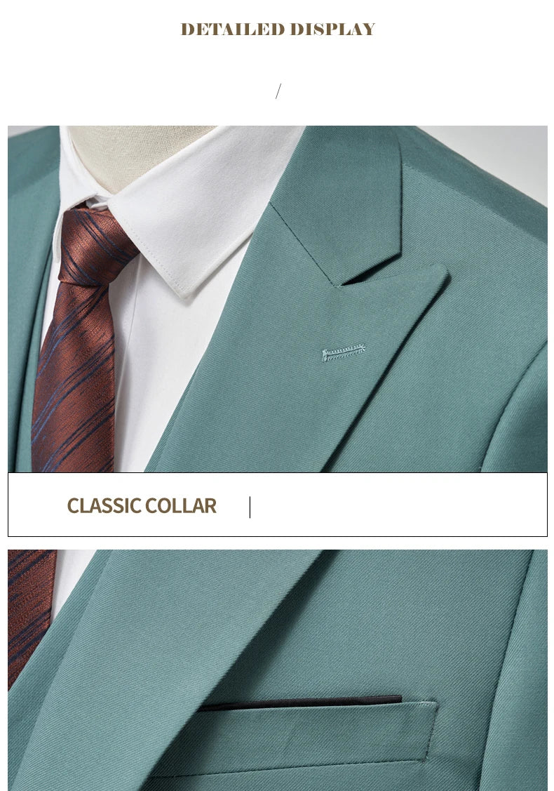 Men's Italian Business Gentleman Slim Suit, Groom Wedding Blazers, Italian Costume - Sizes M to 5XL
