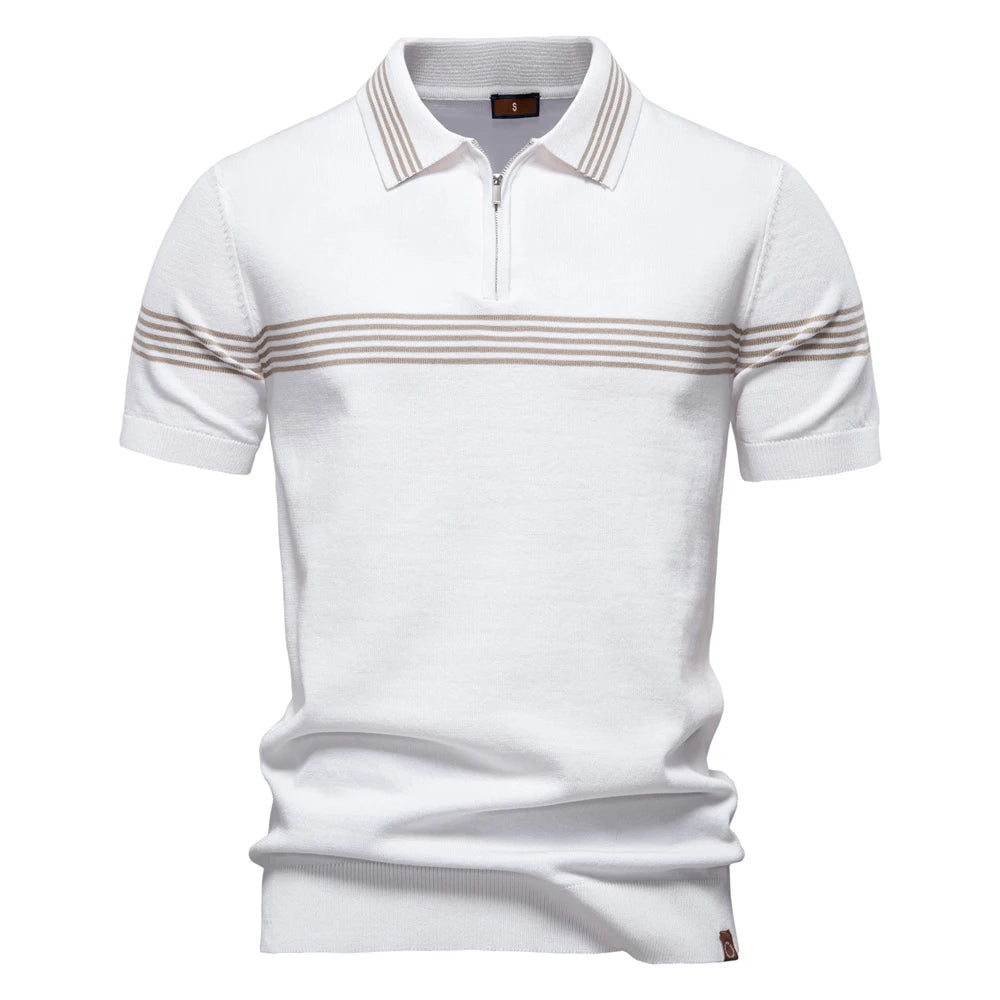 2025 Men's Slim Fit Solid & Striped Business Casual Polo Shirts Breathable Short Sleeve Comfort Top for Office and Social Wears