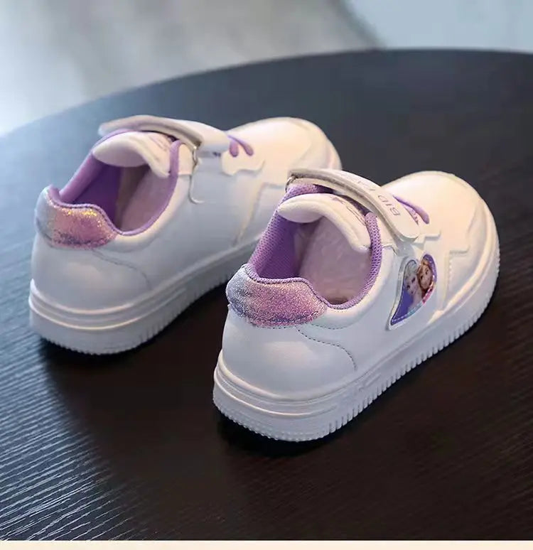 Unisex Children's Casual Shoes White Frozen Princess Elsa Anna Flats Light Running Soft Soles Fashion Brand Shoes