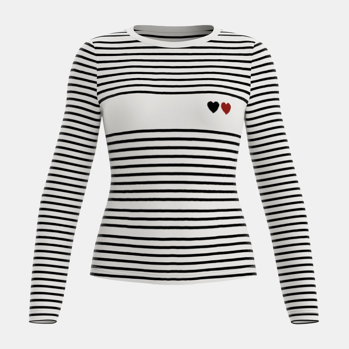 Women's T-Shirts Autumn Fashion Stripe Sweetheart Pattern Long Sleeve Crew Neck Regular Casual T-Shirts