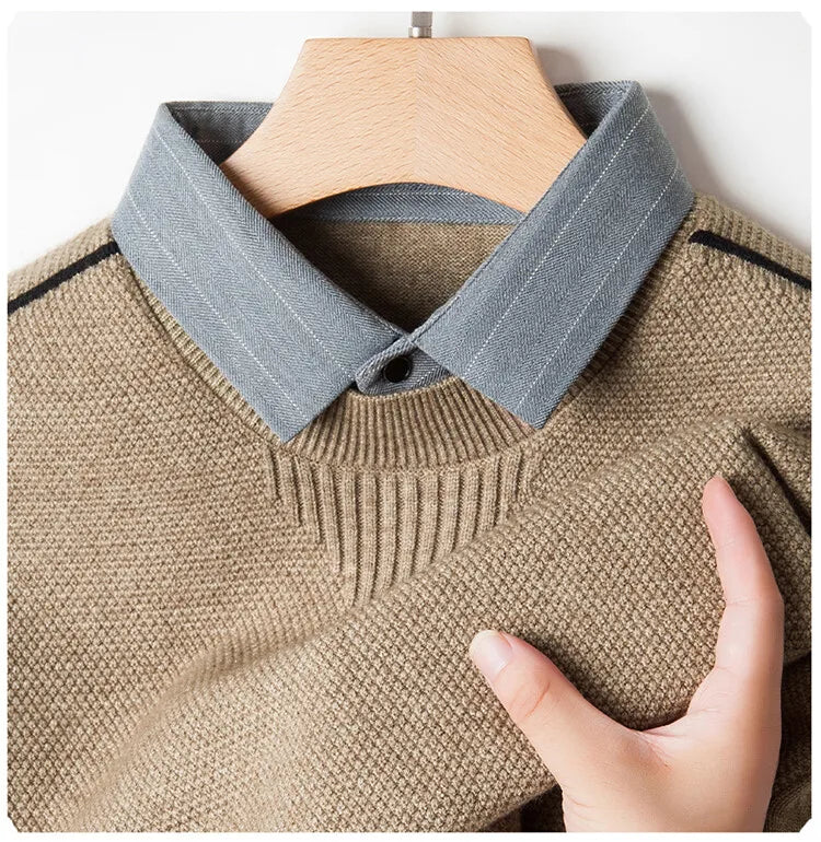 Men's Solid Colour Sweater, Stretchy and Warm For Autumn, Suitable For Business Casual and Male Daily Commute