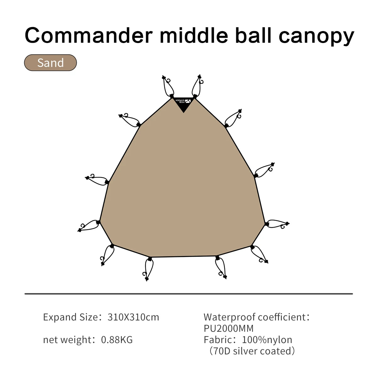 Camping Tent Commander Dome Tent Shelter Waterproof Windproof Ultra-light 70D Nylon 160/185/245CM