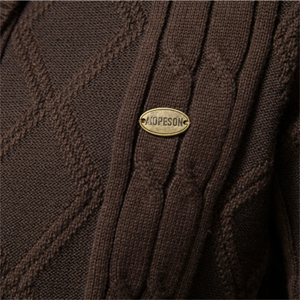 Cotton Argyle Cardigan Men Casual Single Breasted Solid Colour Business Men's Cardigans New Winter Fashion Sweater Man