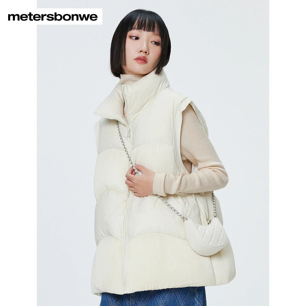 Women's Down Vest Loose Stand Collar, Solid Colour Duck Down, Sleeveless Jacket Basics Commuter For Ladies