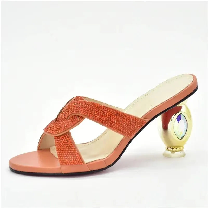 Wedding T. Blue Colour Nigerian Shoe Italian High Heels Autumn Slipper for Wedding Elegant Crystal Women Pumps