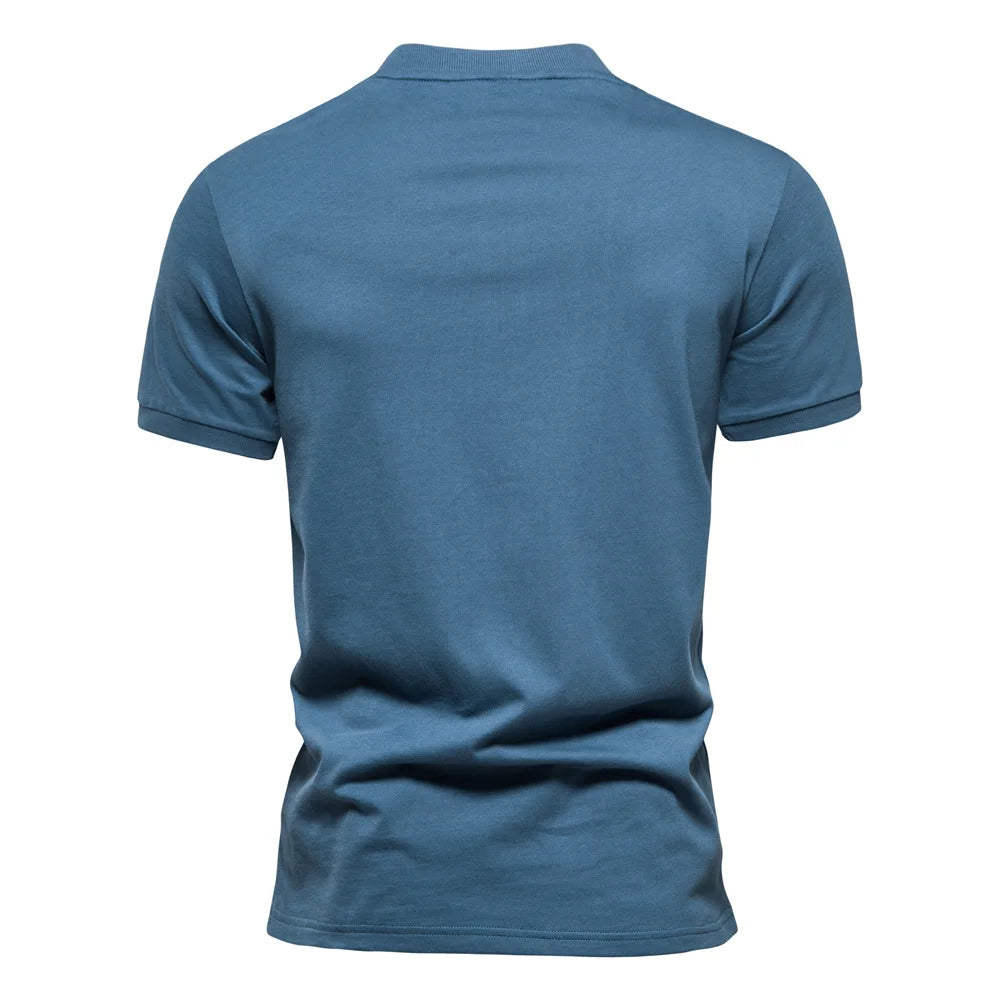 100% Cotton Embroidery Men's Polo Shirts Solid Colour Short Sleeve Polo Shirts Summer Social Polos For Men