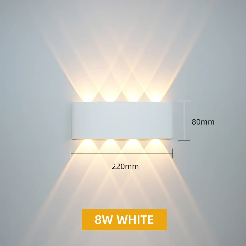 Aluminium LED wandlamp waterdicht IP65 buitenverlichting voor in de tuin 8W 12W binnenwandlamp voor slaapkamer woonkamer trapverlichting