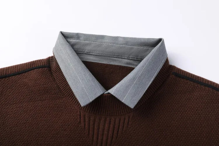 Men's Solid Colour Sweater, Stretchy and Warm For Autumn, Suitable For Business Casual and Male Daily Commute