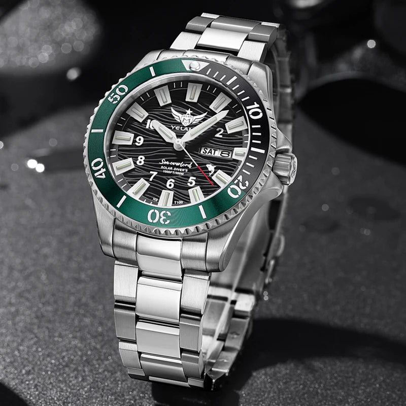 Yelang V1217 42mm Japan Eco-Drive Solar Watch Men's Watch 300M Diver Watch 30ATM Professional Waterproof Sapphire Luminous
