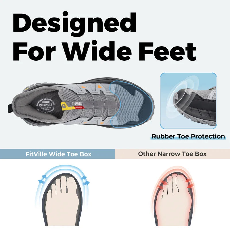 Men's Extra Wide Sneakers Slip-On Shoes Comfortable Running Shoe Non-Slip Hiking With Arch Support For Swollen Feet