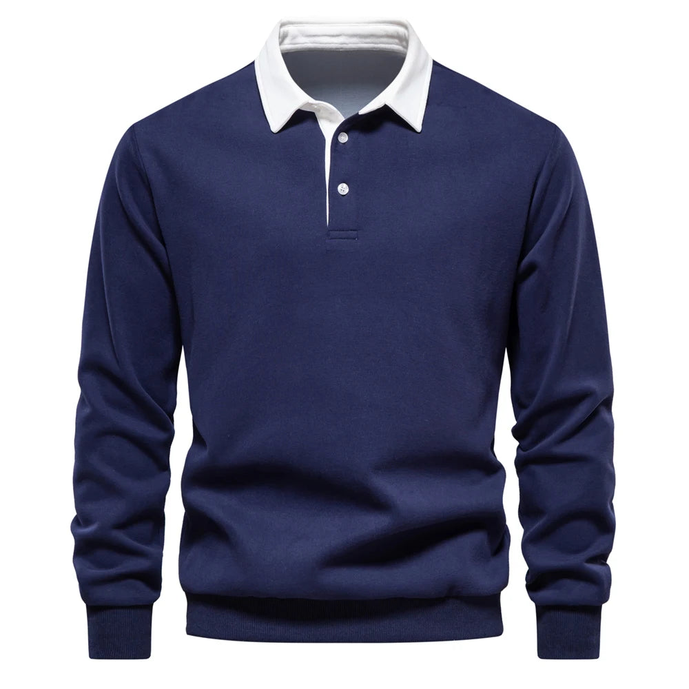 Autumn Fashion Design Polo Neck Sweatshirts For Men Casual and Social Wear Quality Cotton Sweatshirts