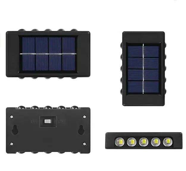 10 LED Solar Wandlamp Buiten Waterdicht Zonne-energie Licht Omhoog en Omlaag Verlicht Huis Tuin Veranda Tuindecoratie