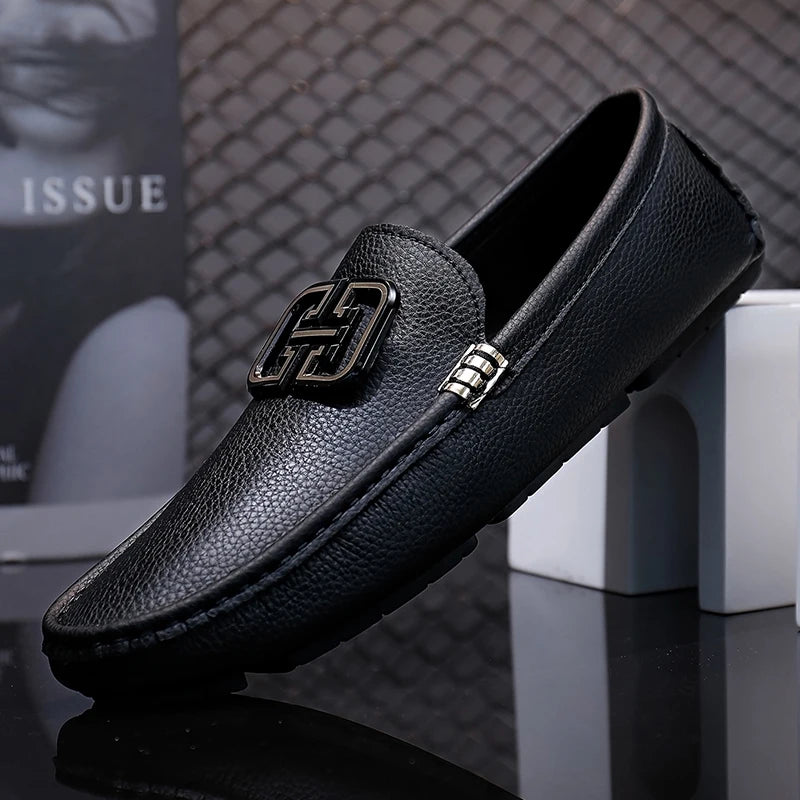 Fashion Black Men Casual Moccasin Shoes Gentleman Youth Trendy Driving Shoes Light Weight Mens Casual Loafers Big Size 38-46