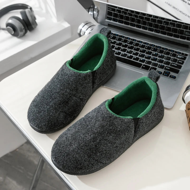 Men's Winter Plush Slippers Warm Fuzzy Soft Bottom Slides Comfortable Bedroom Shoes Indoor Male Anti-Slips Slippers