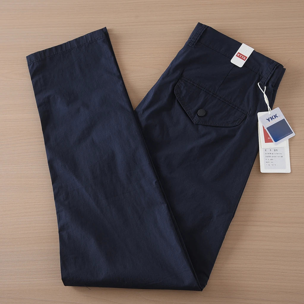 2025 Summer New American Retro Thin Quick-drying Elastic Commute Pants Men's Simple 97% Cotton Washed Casual Straight Trousers