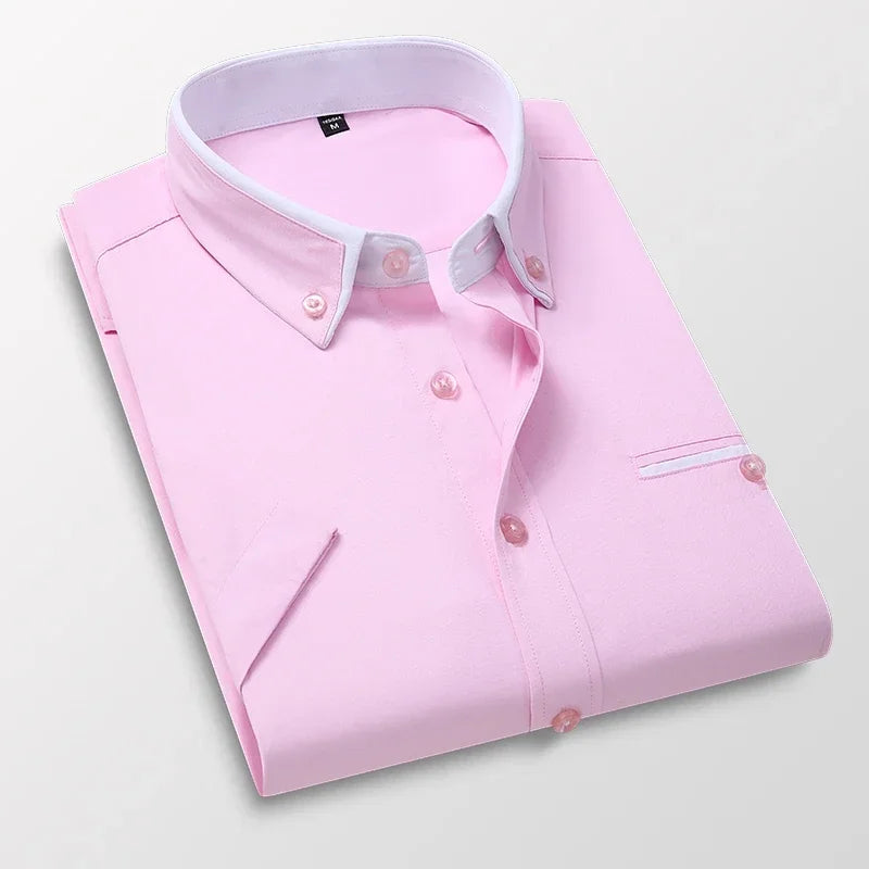 Summer Business Shirt Men Short Sleeves Button Up Shirt Turn-down Collar Casual Shirts Men's Clothing Plus Size 5XL