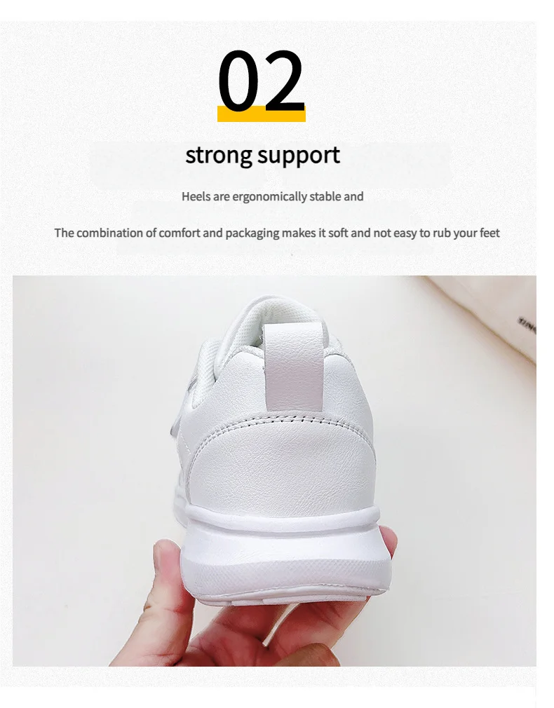 Student Sneakers Unisex White Shoes Magic Buckles Lightweight Couple Shoes for Sports School Dance Running