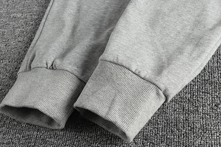 Autumn American Retro Terry Knitted Embroidery Sweatpants Men's Simple Elastic Waist Drawstring Sport Casual Youth Slim Pants