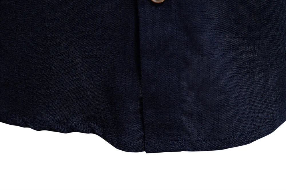 Spring Men's Long-Sleeve Pure Colour Linen Shirt For Casual Comfort and Style Breathable Male Shirts