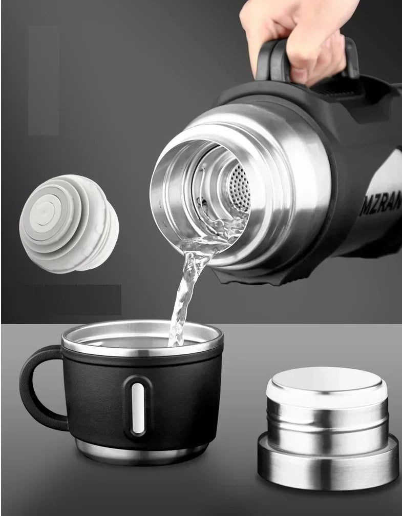 316 roestvrijstalen thermosfles met grote capaciteit, 2L/3L, buitenreiskoffiemokken, thermische vacuümwaterfles, thermische mok