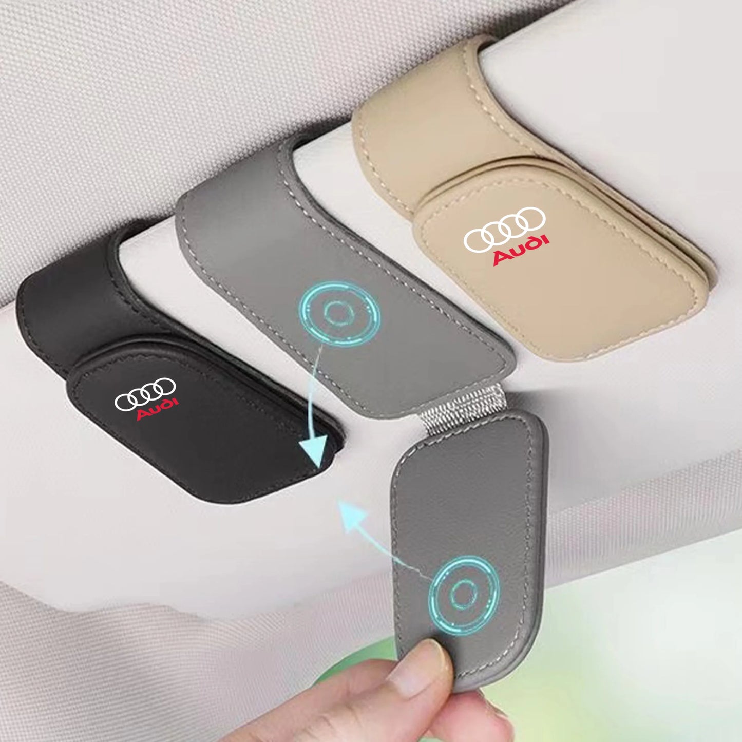 Car Leathers Glasses Clip Sun Visor Sunglasses Card Box For Audi Quattro Sline A3 A4 A6 A5 Q5 A1 Q7 Q3 Q2 Q8 A7 A8 TT S1 SQ5