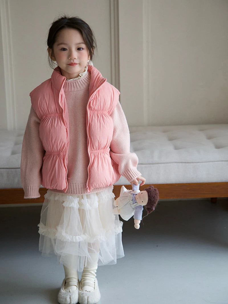 New Autumn & Winter Kids Vest Children's Thickened Turtleneck Waistcoat Korean Style Girls Boys Trendy Warm Outwear 2-6Y Unisex